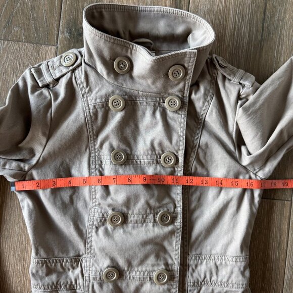 H&M Divided tan double breasted military short trench coat size small - Picture 5 of 10